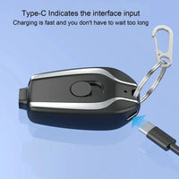 Mini Keychain Power Bank 1500 Mah Ultra Compact Emergency Power Bank Type C