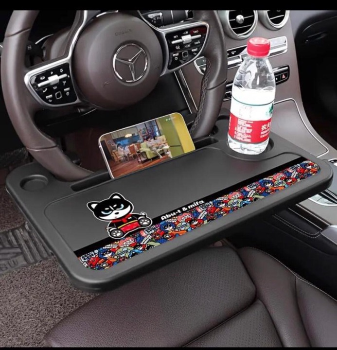 Plastic Steering Wheel Dining & Work Tray for Car – Portable Food Table & Laptop Desk for Driver & Passenger