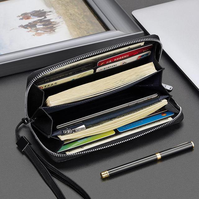 Baellerry Men’s Long PU Leather Zipper Wallet | Stylish & Durable | Multi-Card Organizer | Black