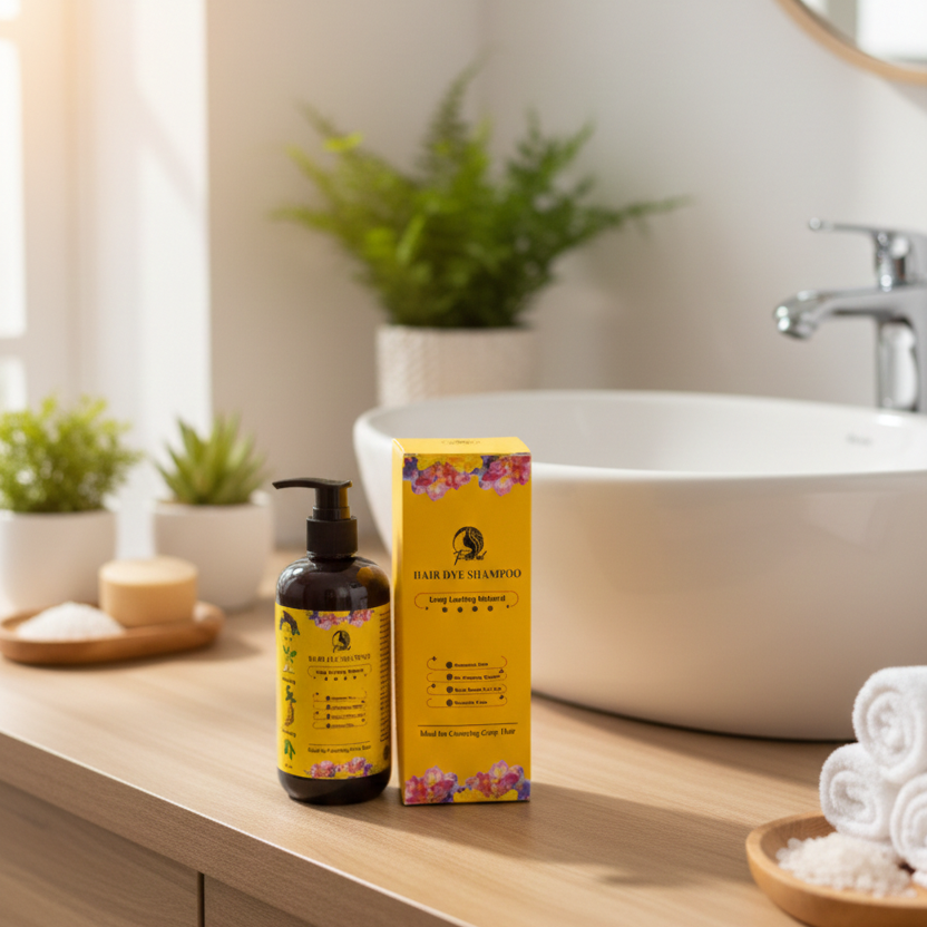 Floral Natural Hair Dye Shampoo - Ammonia-Free Herbal Formula with Ginseng & Fo-Ti for Long-Lasting Gray Hair Coverage | 200ml