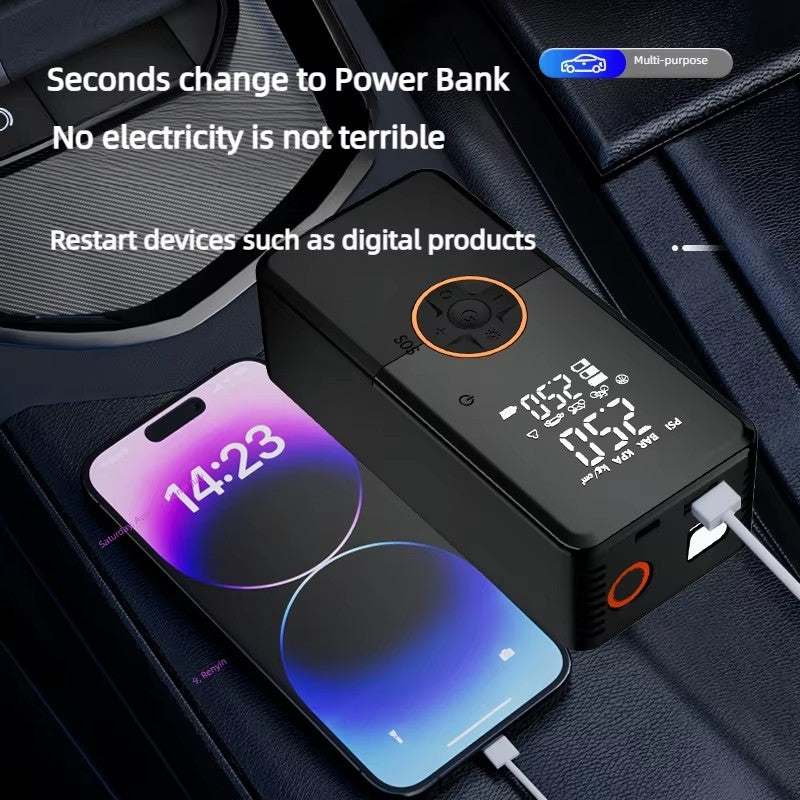 Car Jump Starter Power Bank | 8000mAh | 500A Peak | Air Compressor | LED Light | Portable Emergency Booster