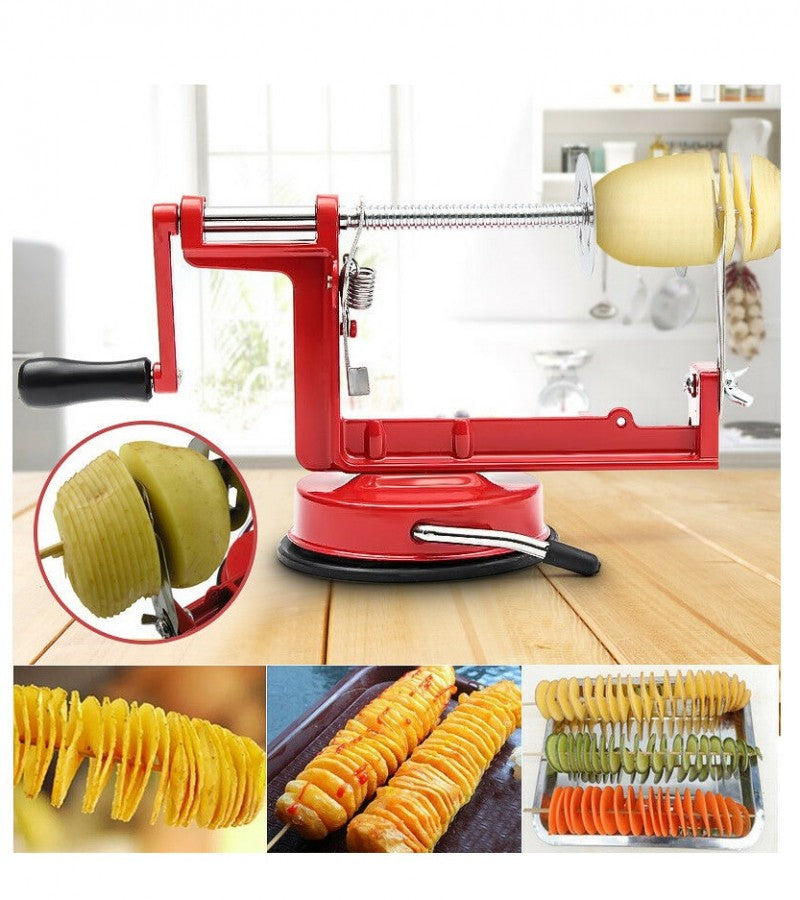 Manual Twisted Potato & Apple Spiral Slicer – Stainless Steel Vegetable Spiralizer & French Fry Cutter