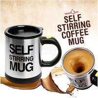 Self Stirring Mug – Automatic Stainless Steel Coffee Mug 350ml | Battery Operated Mixing Cup with Travel Lid Random colours