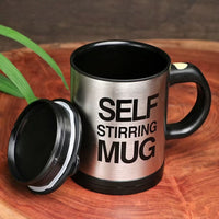 Self Stirring Mug – Automatic Stainless Steel Coffee Mug 350ml | Battery Operated Mixing Cup with Travel Lid Random colours