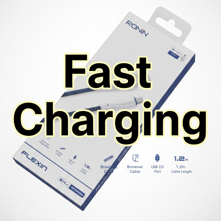 RONIN FLEXIN Braided USB to Micro USB Fast Charging Cable 1.2m – Durable Android Data Cable