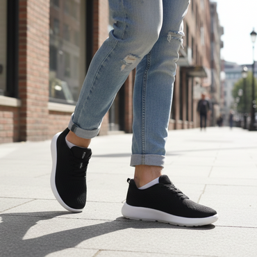 Men’s Lightweight Breathable Mesh Sneakers – Casual Walking & Everyday Comfort Shoes | Black | Size 37