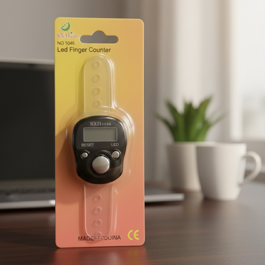 Digital Tasbeeh Finger Counter With Reset And Led Indicator Ring Tally Counter Electronic Tasbih SXH5136 (Random Color)