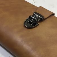 Premium Black Leather Travel Organizer Wallet with Metal Lock Closure