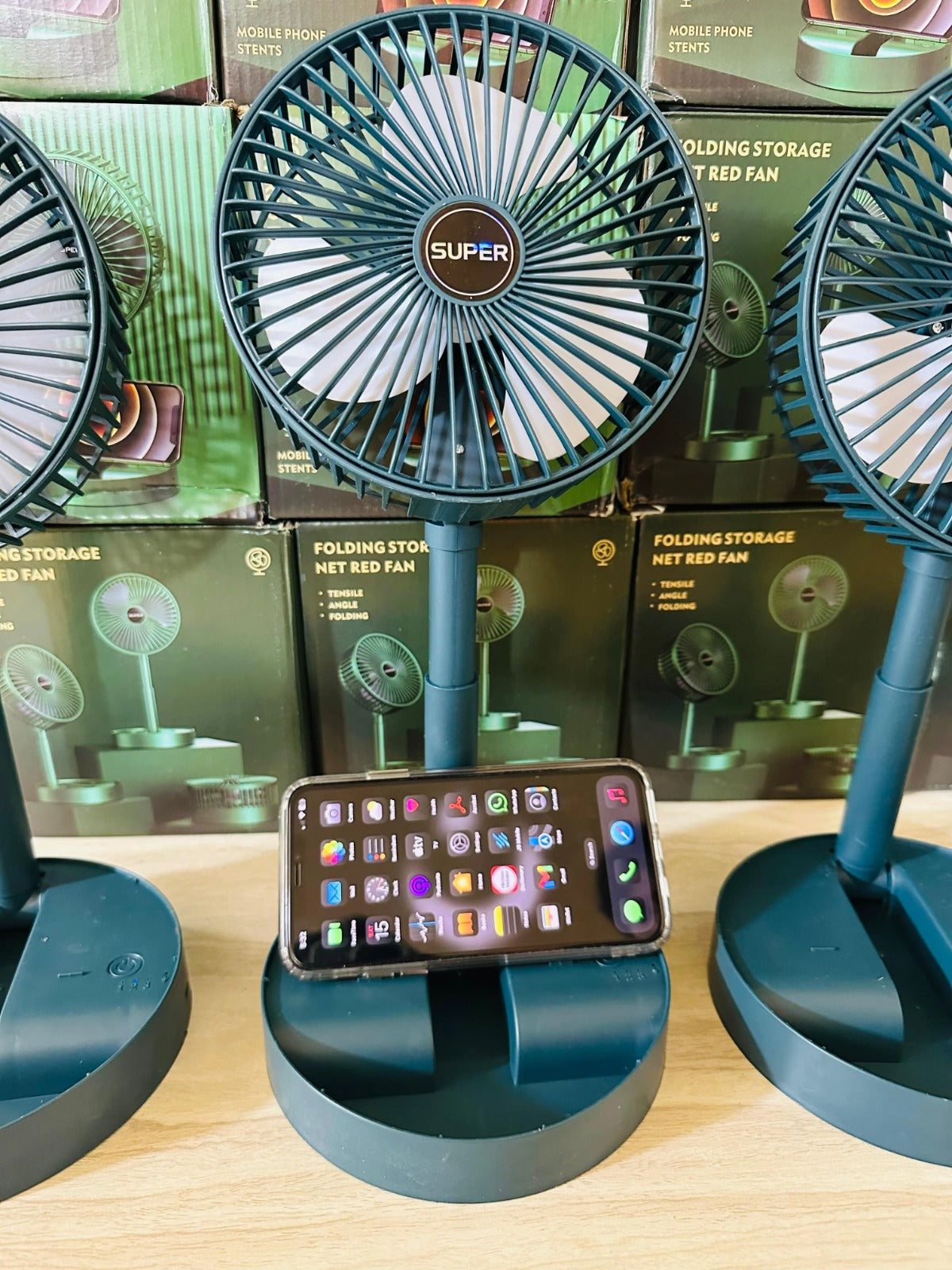 Rechargeable Portable Telescopic Folding Table Fan – 3-Speed Adjustable Desk Fan (Random Color)