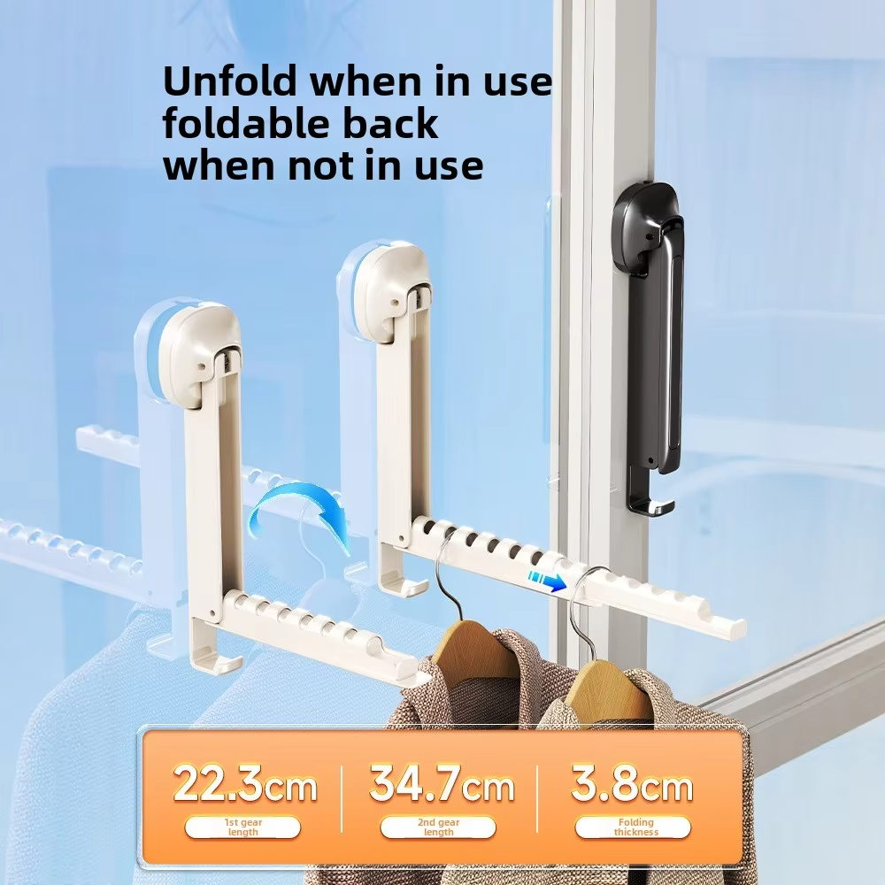 Folding Wall Mounted Clothes Drying Rack With Suction Cup Retractable Portable Space Saving Laundry Organizer (Random Colour)