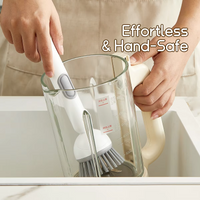 Kitchen Cleaning Adjustable Handle Brush With Soap Dispenser Refillable PET Portable Head For Dishes Pans Pots (Random Colour)