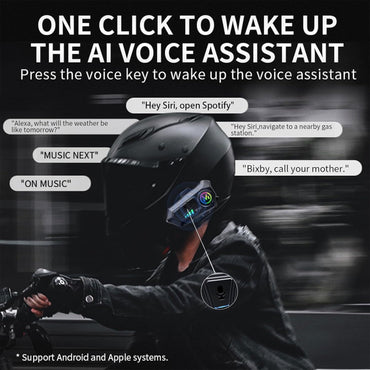 Motorcycle Helmet Bluetooth Headset Bluetooth 5.3 Smart Noise Reduction IPX6 Waterproof HiFi Headphones