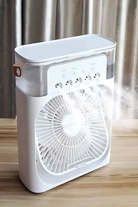 Multi-Function Portable Desktop Air Cooler Fan – High-Velocity Cooling with LED Lighting, Adjustable Speed, and Built-in Humidifier Mist
