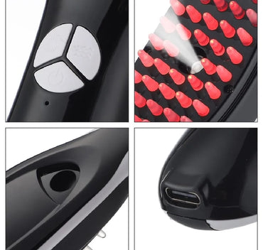 Rechargeable Electric Hair Growth Comb with Steam Spray & Red/Blue LED Therapy – Scalp Massage Anti Hair Fall Brush with 3 Vibration Modes