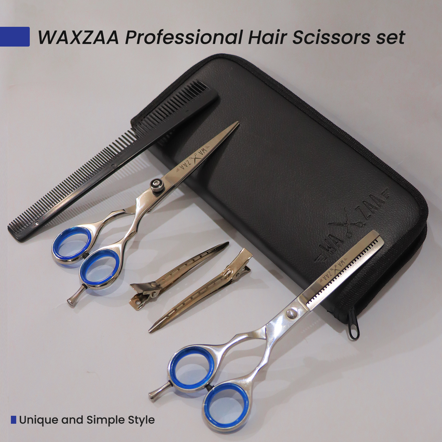 WAXZAA Professional Barber Scissors Kit – Premium Hair Cutting Accessories