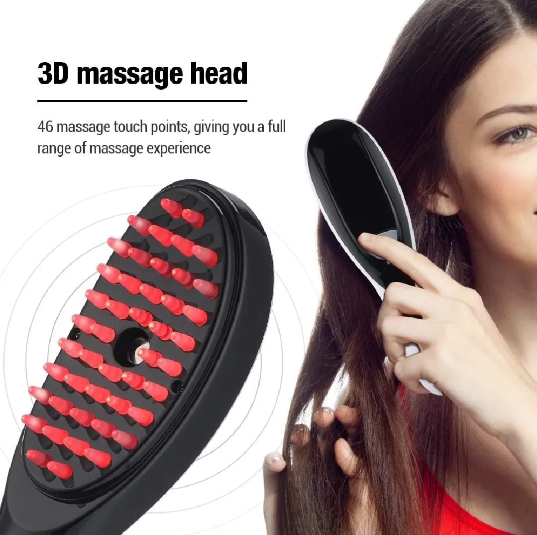 Rechargeable Electric Hair Growth Comb with Steam Spray & Red/Blue LED Therapy – Scalp Massage Anti Hair Fall Brush with 3 Vibration Modes