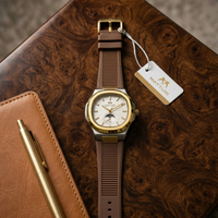 Matturi Fashion Luxury Sports Wristwatch Gold Plated Case Silicone Rubber Strap