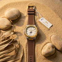 Matturi Fashion Luxury Sports Wristwatch Gold Plated Case Silicone Rubber Strap