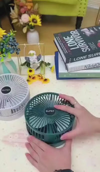 Rechargeable Portable Telescopic Folding Table Fan – 3-Speed Adjustable Desk Fan (Random Color)